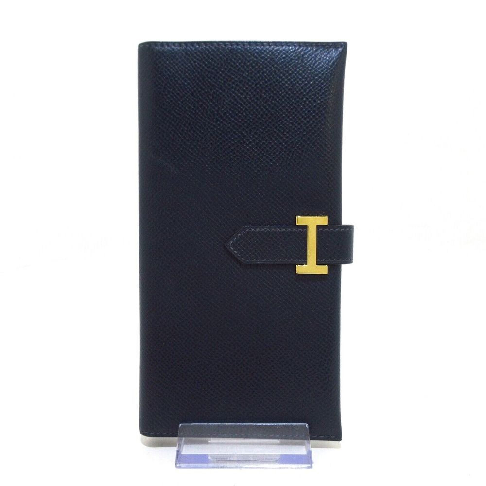 Auth Hermes Bearn Dark Navy Veau Graine #71255H64B